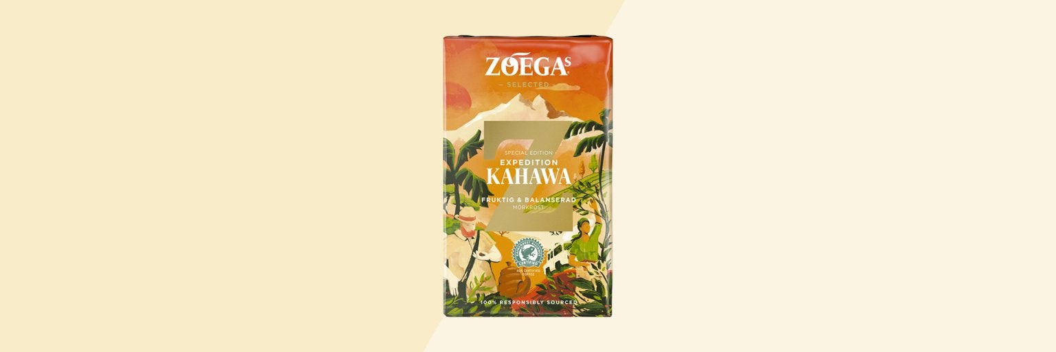 Kahawa kaffepaket med gul bakgrund 