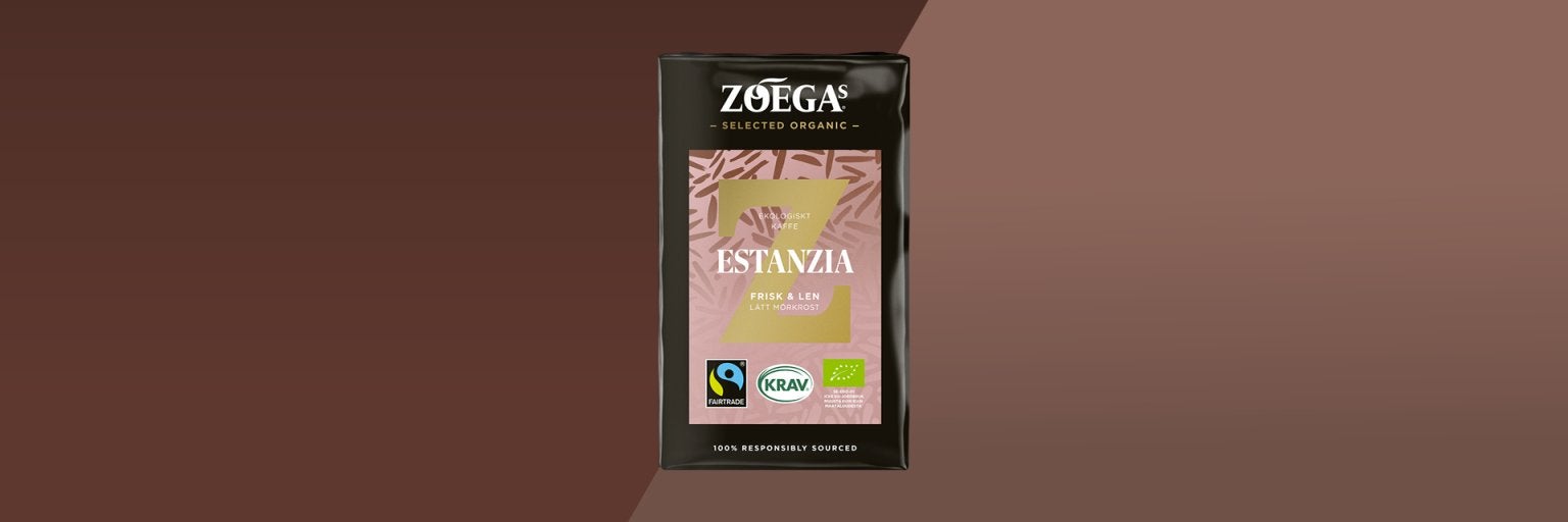 Estanzia coffee package with brown background 