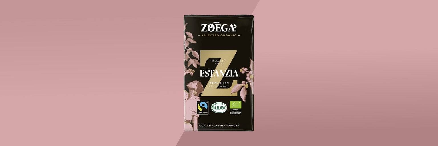 Estanzia coffee package with brown background